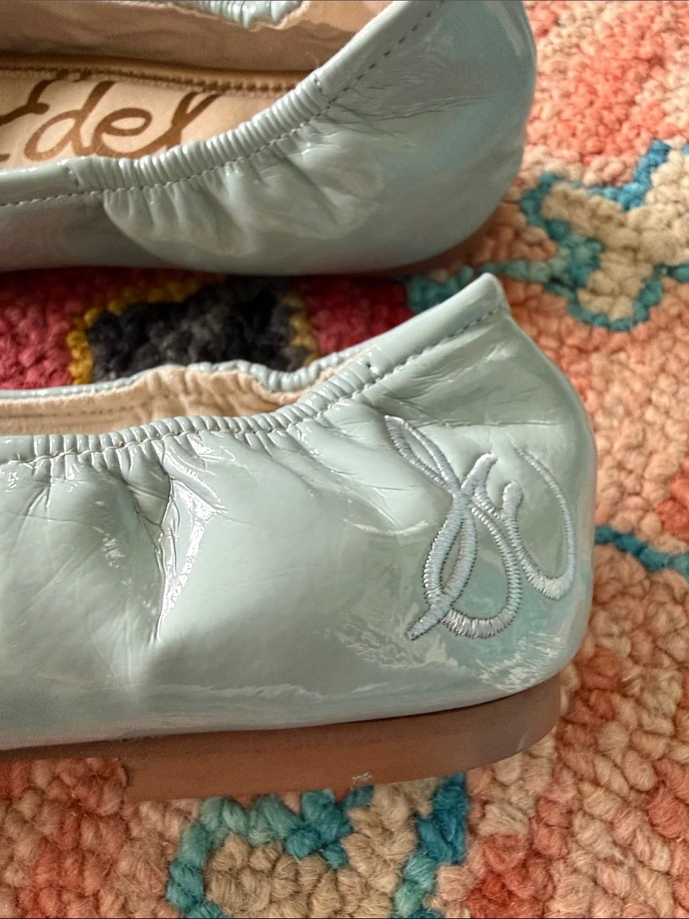 Sam Edelman Mint Patent Leather Ballet Flats with Bow Charm